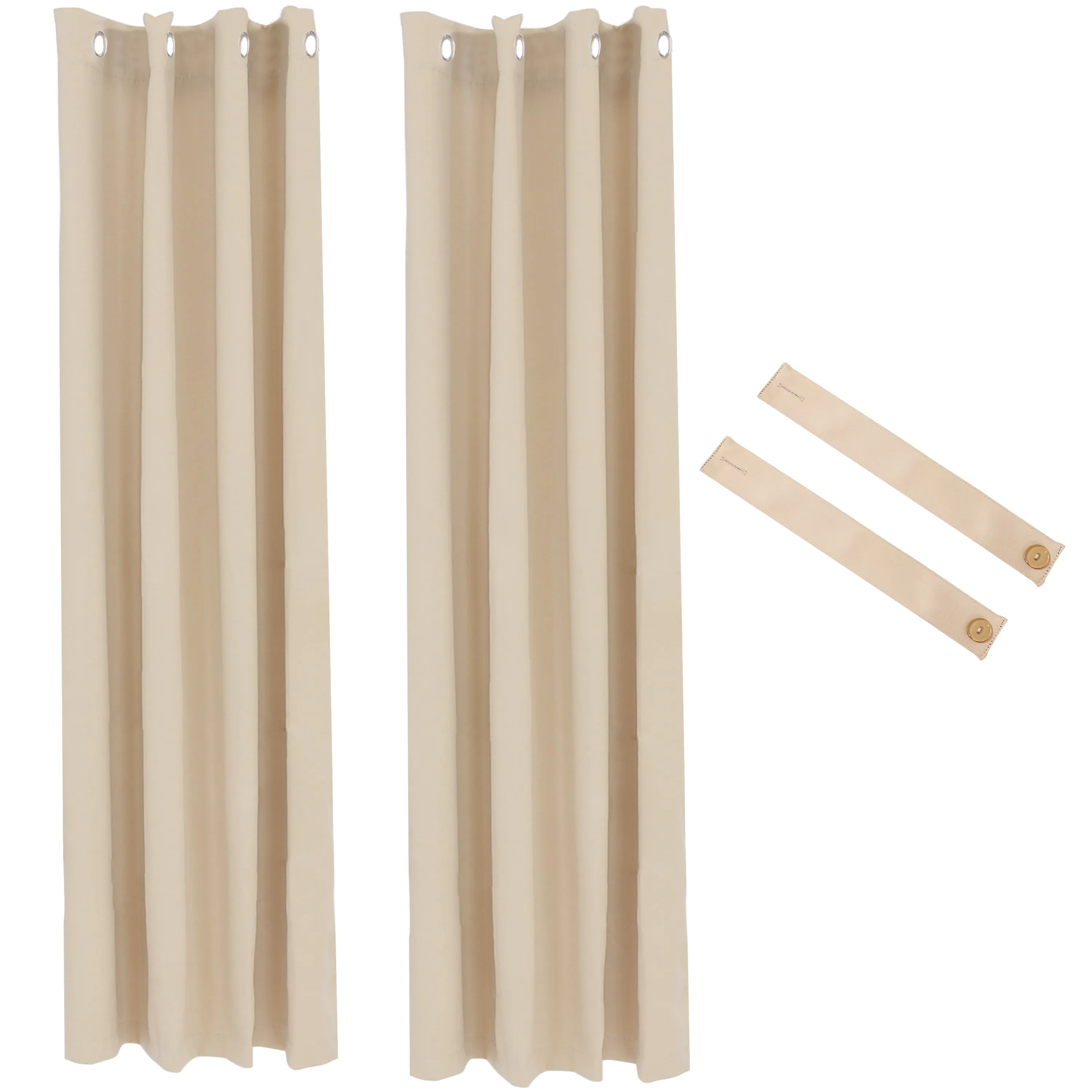 Sunnydaze Beige Outdoor Room Darkening Curtains