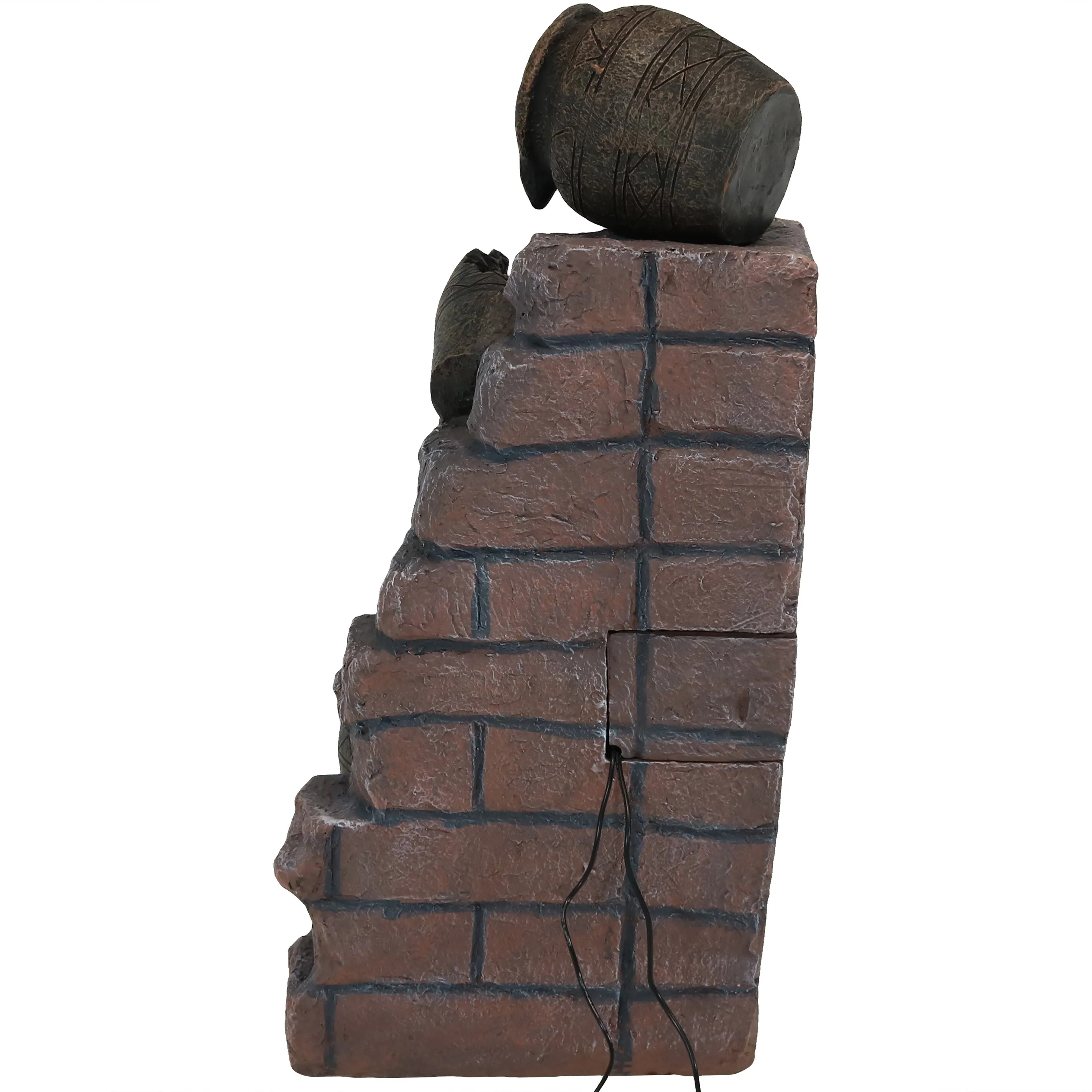 Sunnydaze Crumbling Bricks and Pots Solar Fountain with Battery Backup - 27"