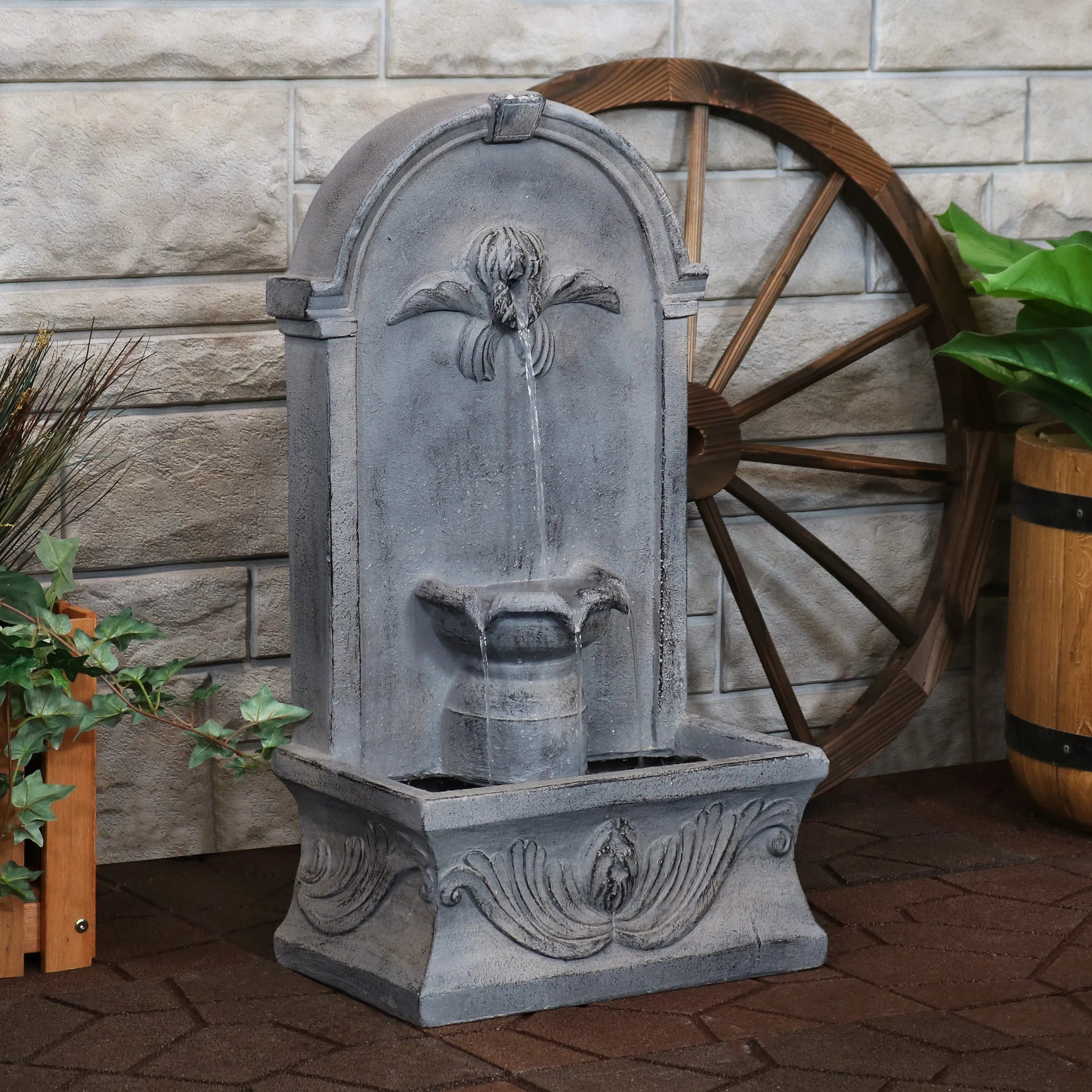 Sunnydaze French-Inspired Outdoor Wall-Mounted Fountain - 28"