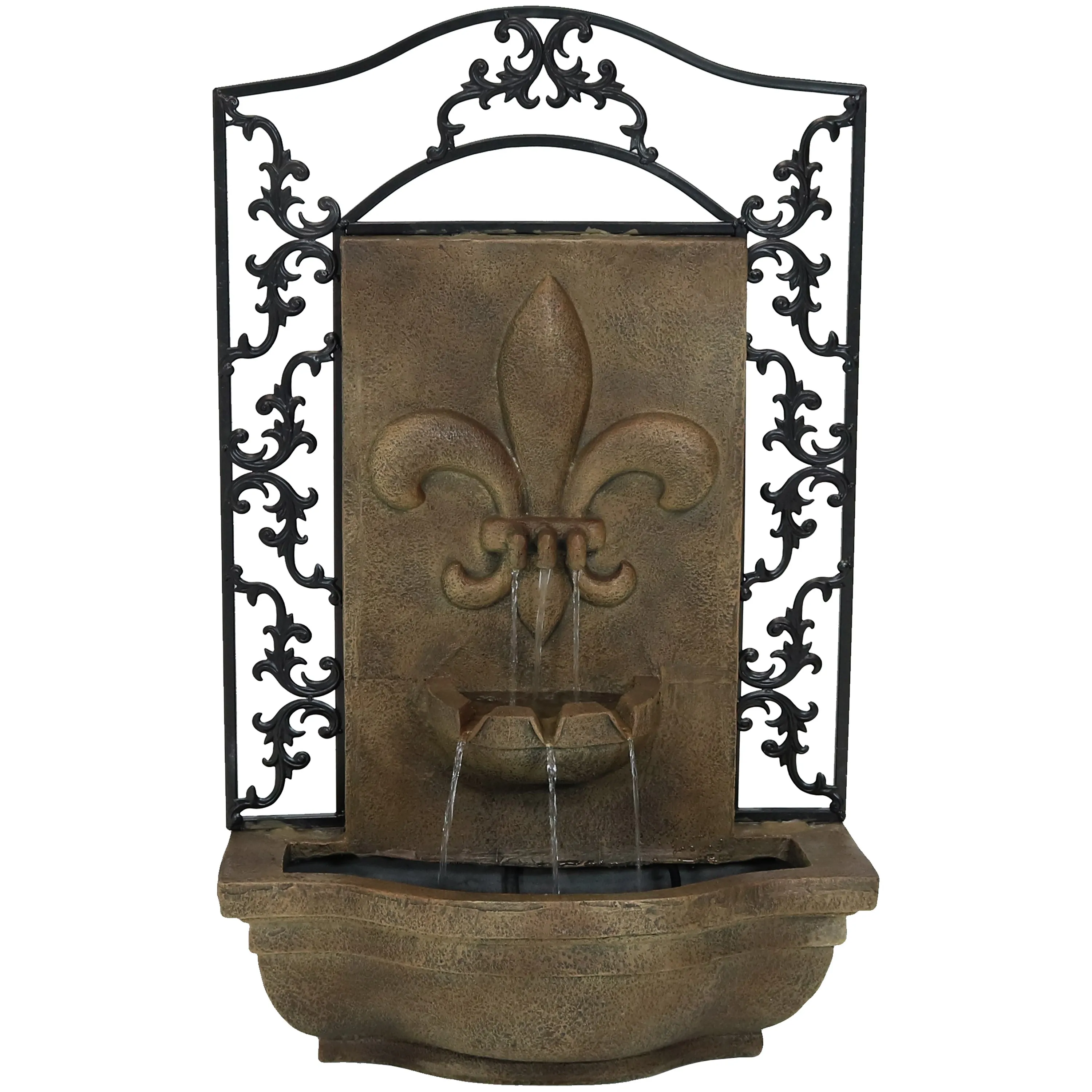 Sunnydaze French Lily Outdoor Wall Fountain with Submersible Pump