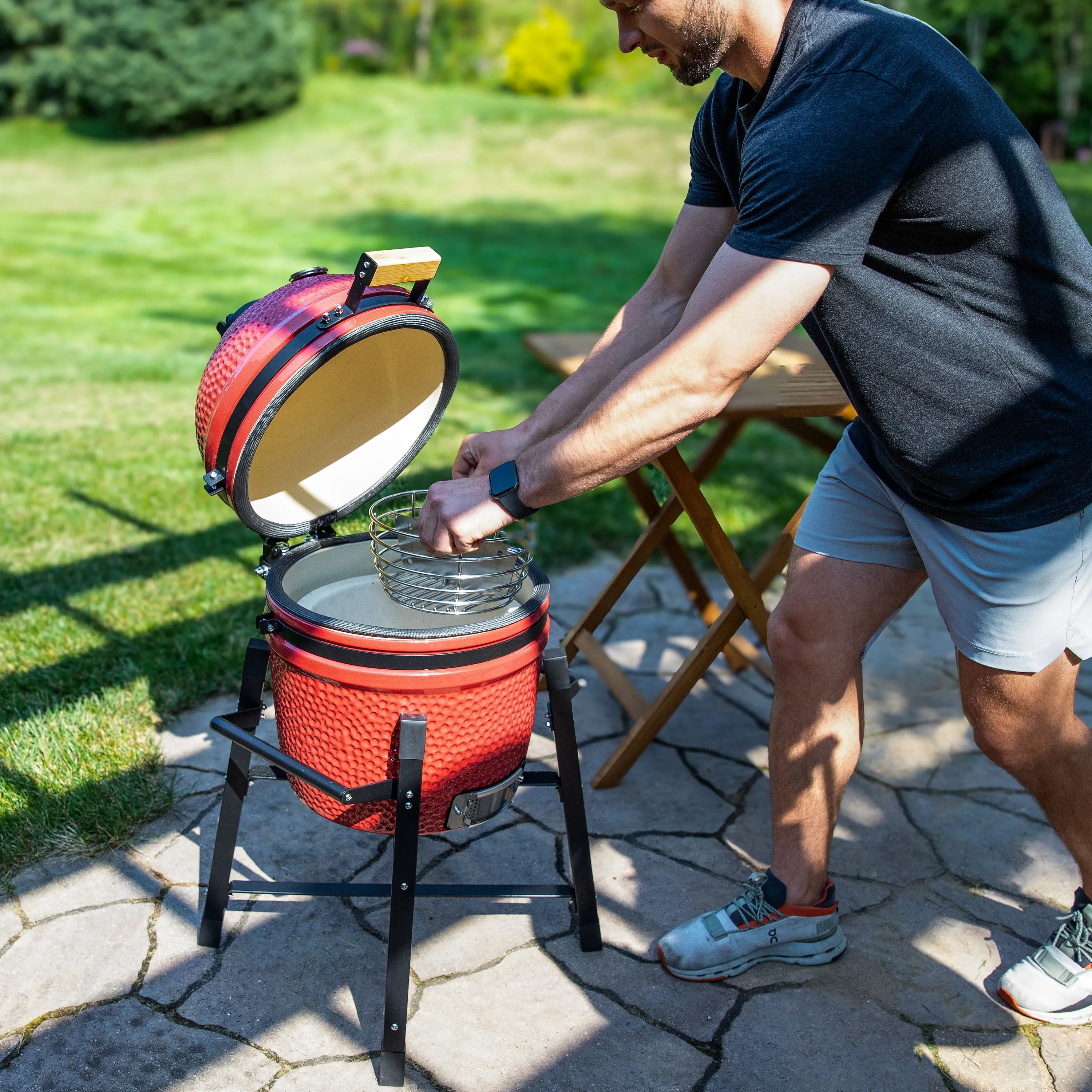 Sunnydaze Kamado Grill Basket with Divider for Kamado Charcoal Grills