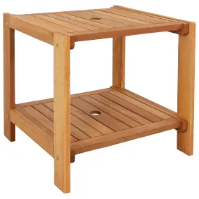 Sunnydaze Meranti Wood Outdoor Side Table with Teak Oil Finish - 20"