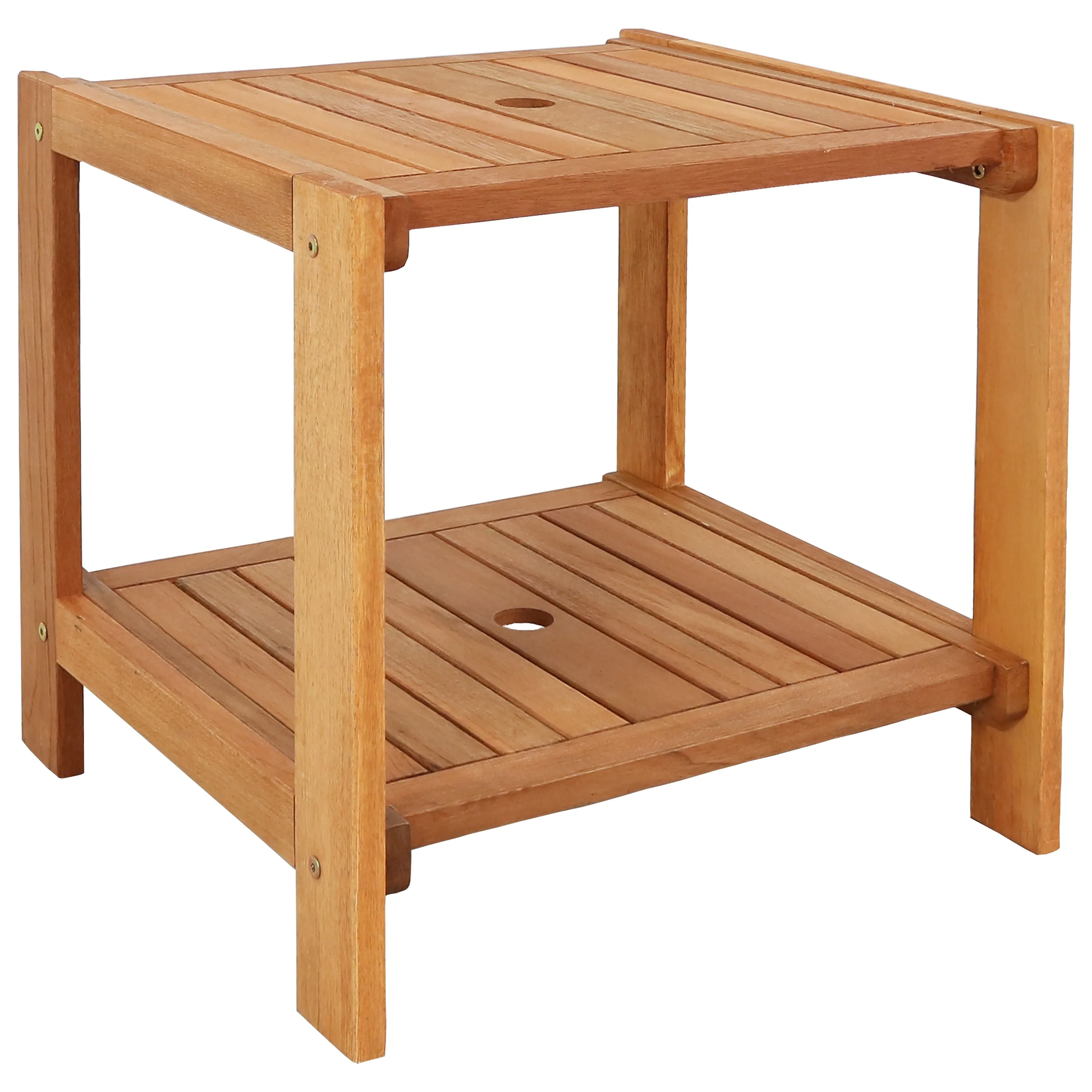 Sunnydaze Meranti Wood Outdoor Side Table with Teak Oil Finish - 20"