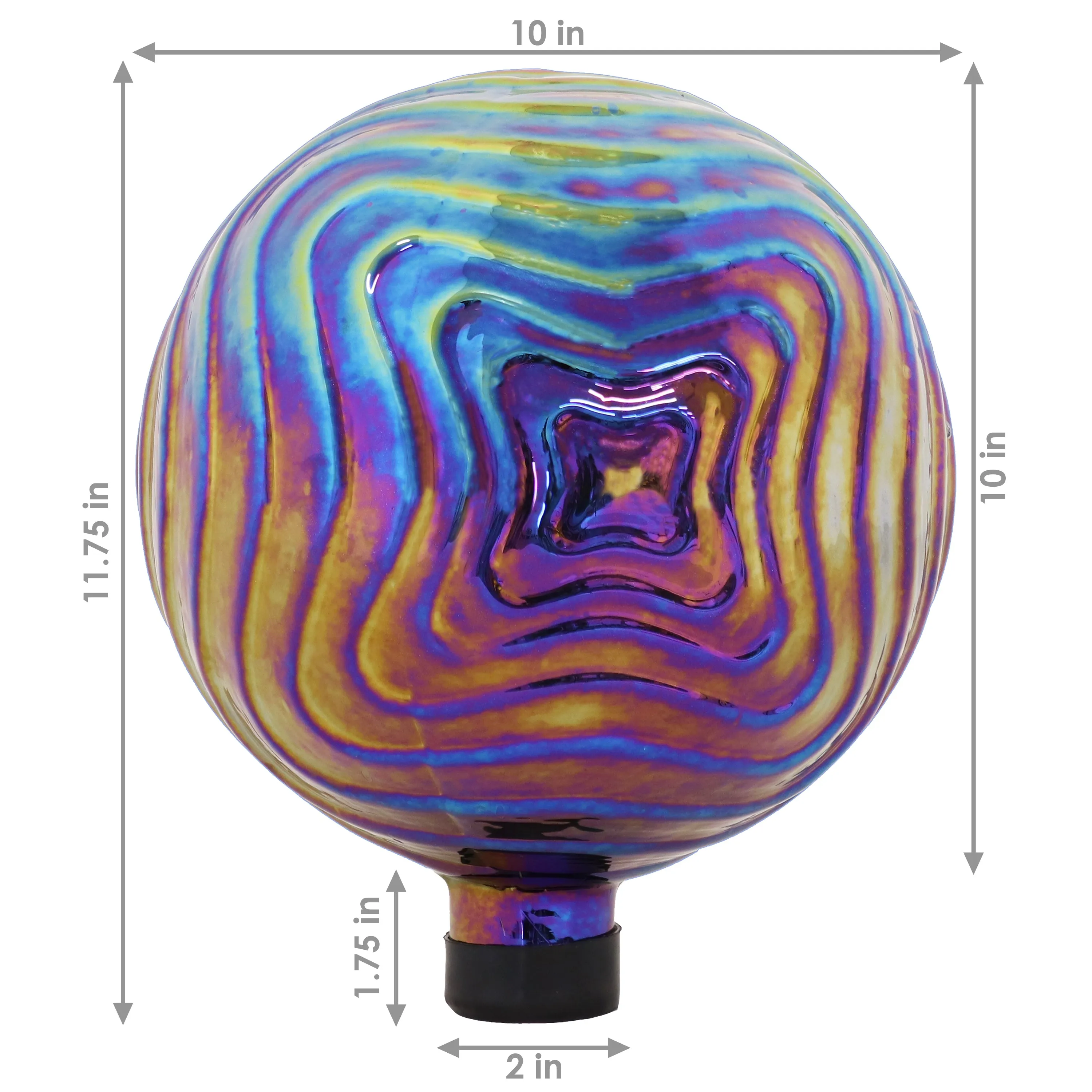 Sunnydaze Peaceful Waves Rippled Outdoor Gazing Globe - 10" - Iridescent