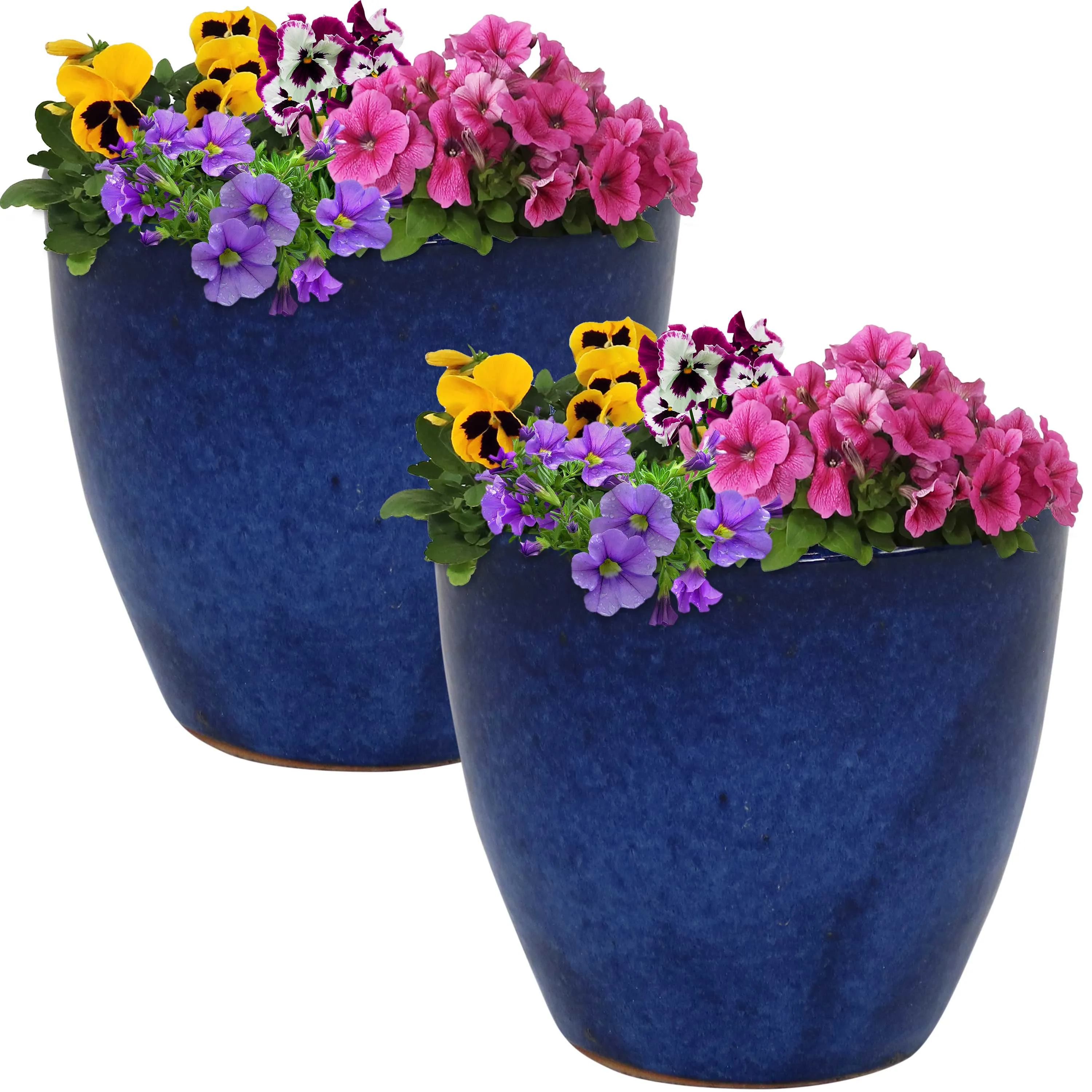 Sunnydaze Resort Ceramic Outdoor Flower Pot Planter