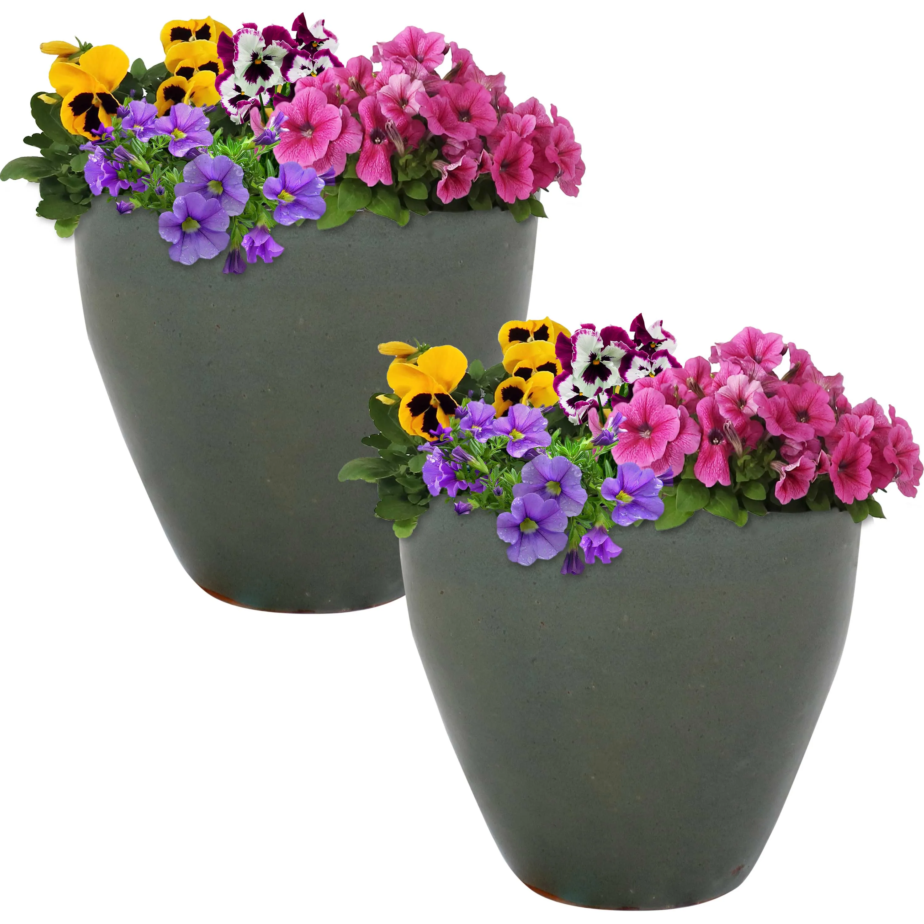 Sunnydaze Resort Ceramic Outdoor Flower Pot Planter