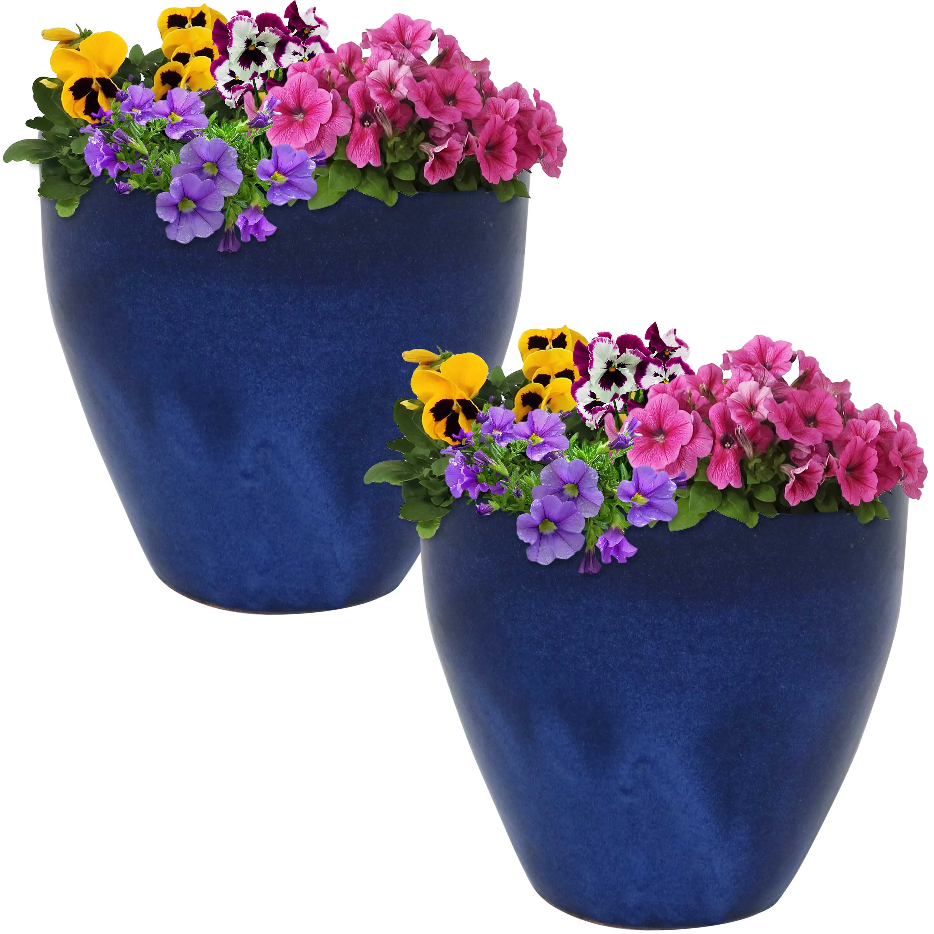 Sunnydaze Resort Ceramic Outdoor Flower Pot Planter