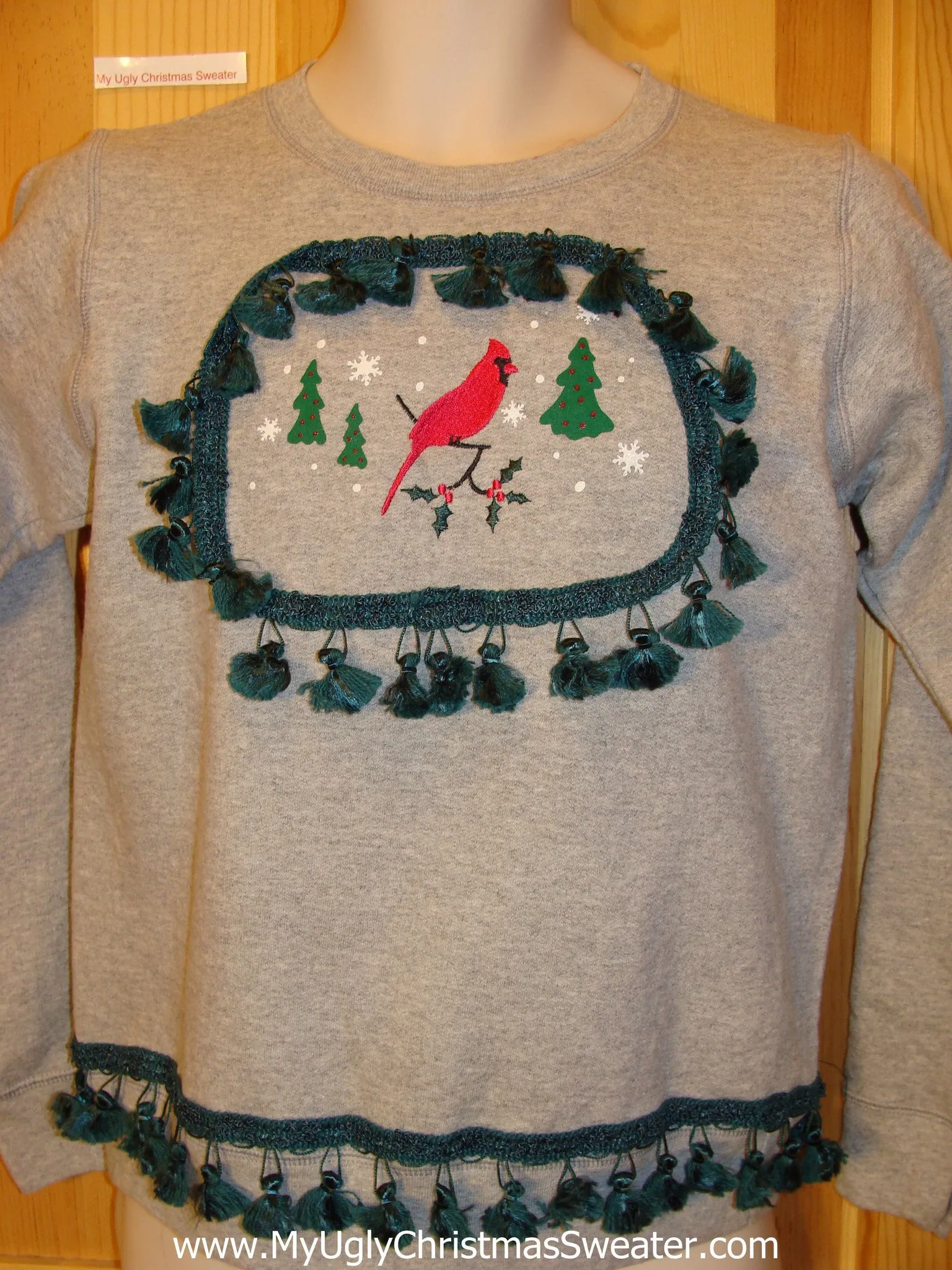 Tacky Christmas Sweatshirt Red Cardinal Bird