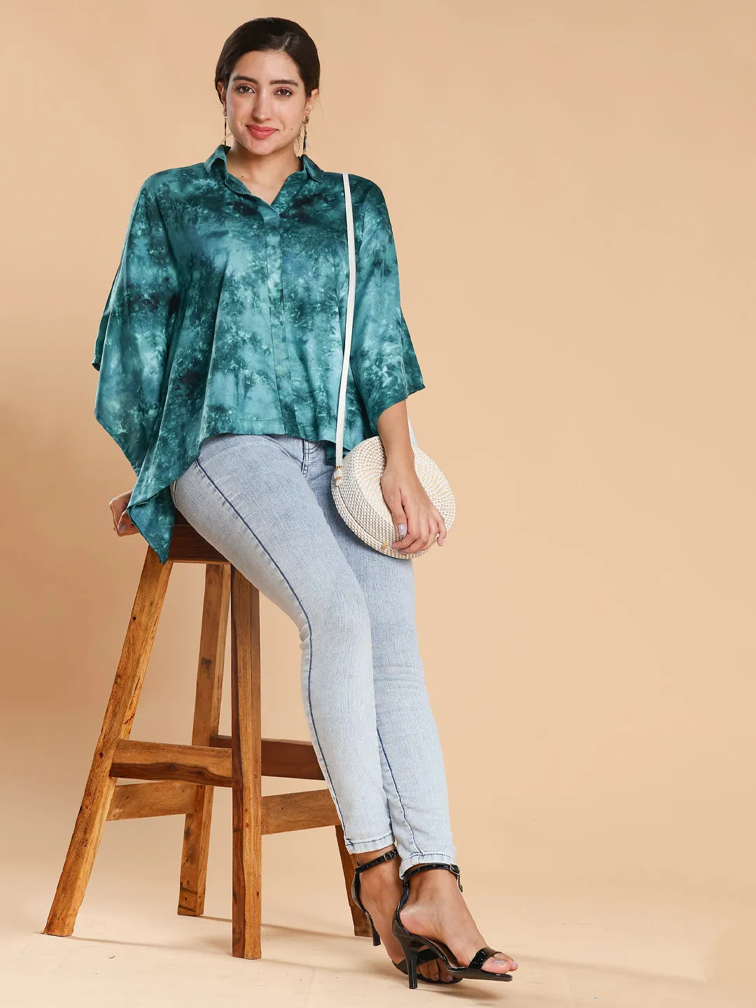 Teal Rayon TieDyeTop- Lumina