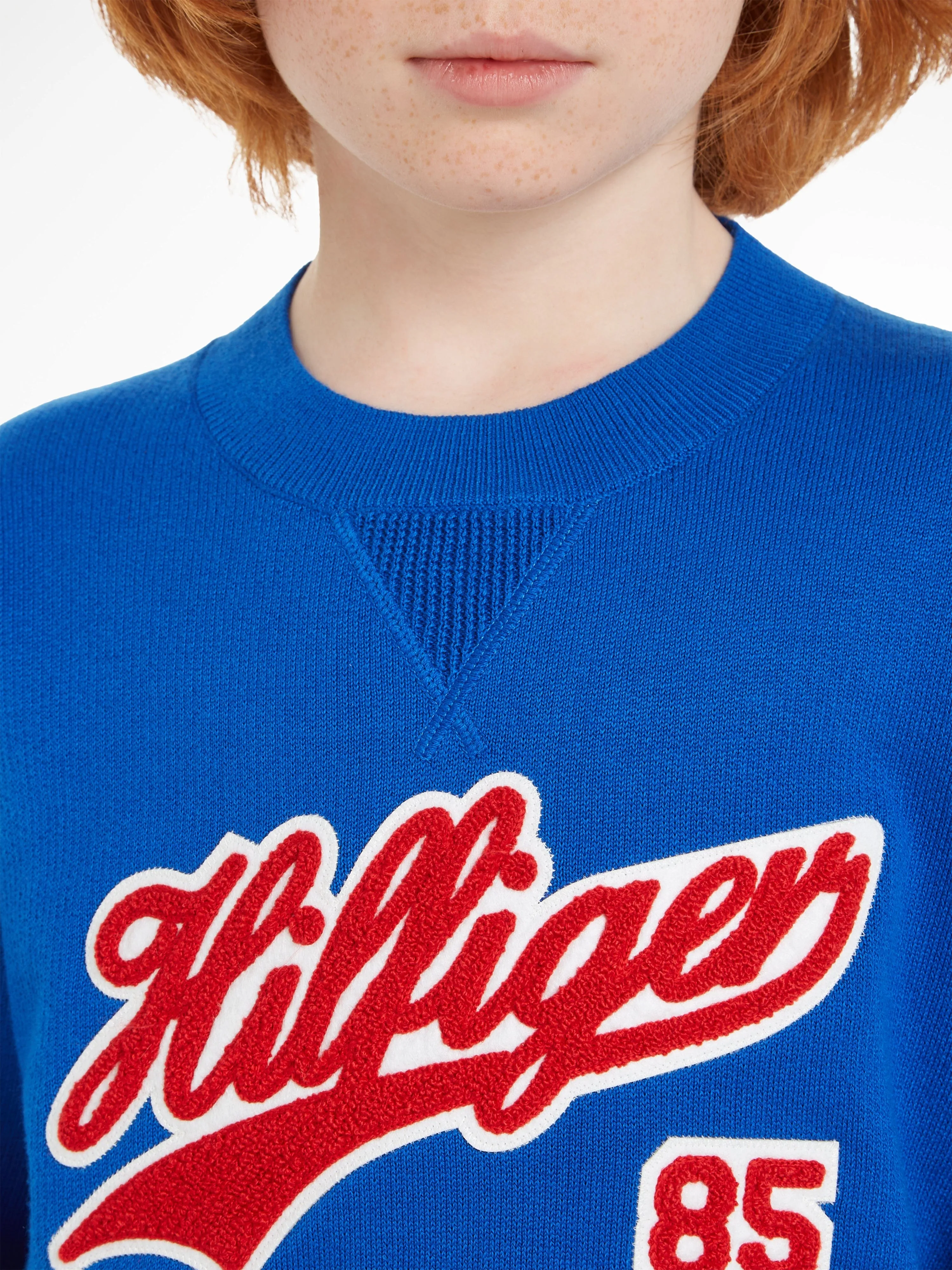 Tommy Hilfiger Boys Logo Script Sweatshirt in Blue