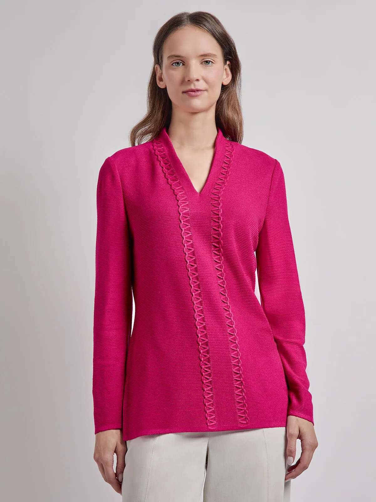 Tonal Ottoman Stitch Knit Tunic