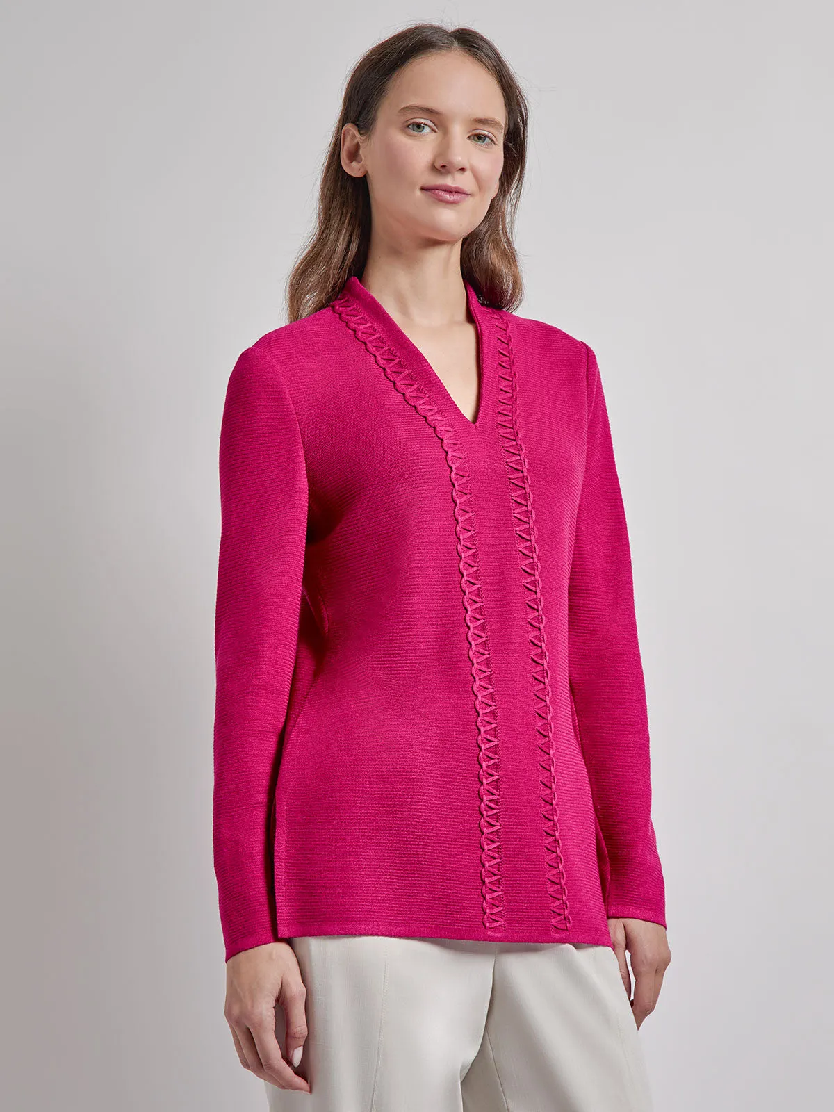 Tonal Ottoman Stitch Knit Tunic