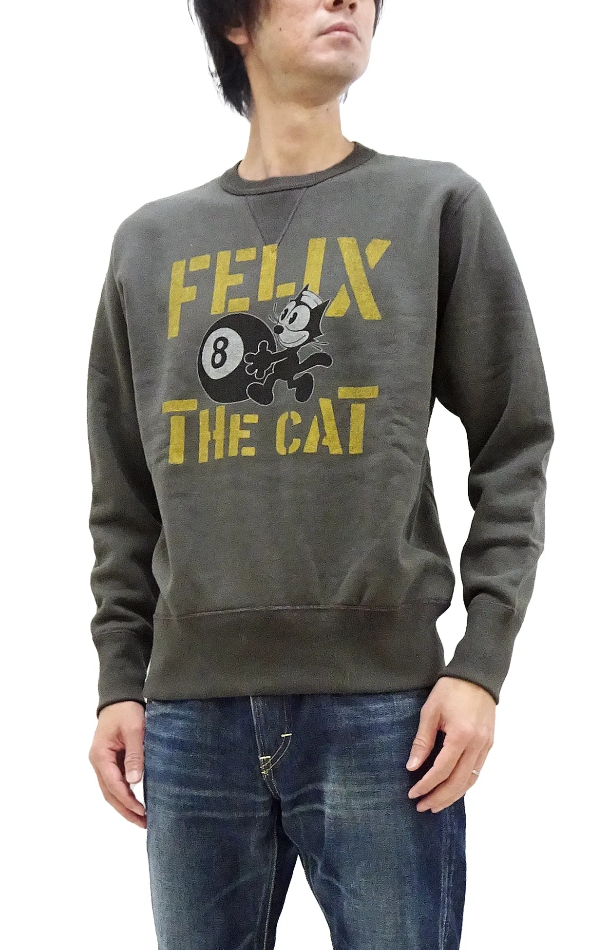 TOYS McCOY Sweatshirt Men's Felix the Cat Sweat Shirt Loop-wheeled Vintage Style TMC2360 C/#030 Faded-Black