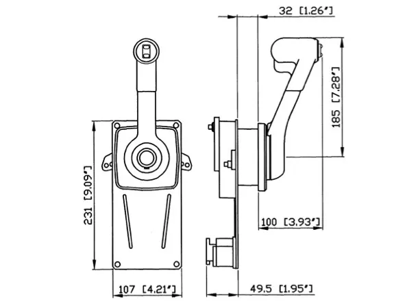 Ultraflex Single Lever   Trim MB Side Mount Control - Positive Lock-In Neutral and Trim Switch