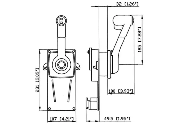 Ultraflex Single Lever   Trim MB Side Mount Control - Positive Lock-In Neutral