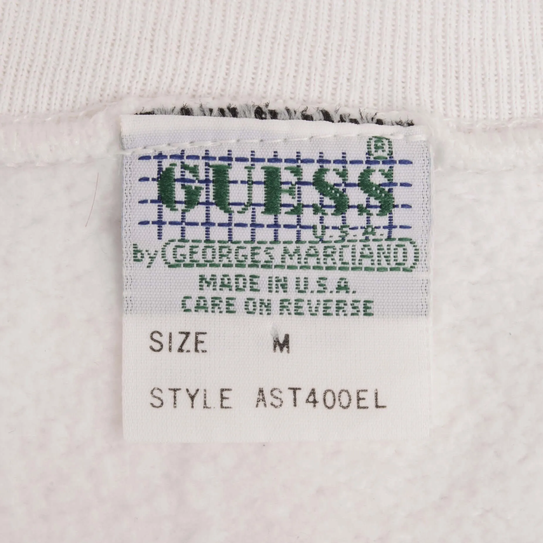 VINTAGE GUESS JEANS EMBROIDERED WHITE SWEATSHIRT 1990S SIZE SMALL MADE IN USA