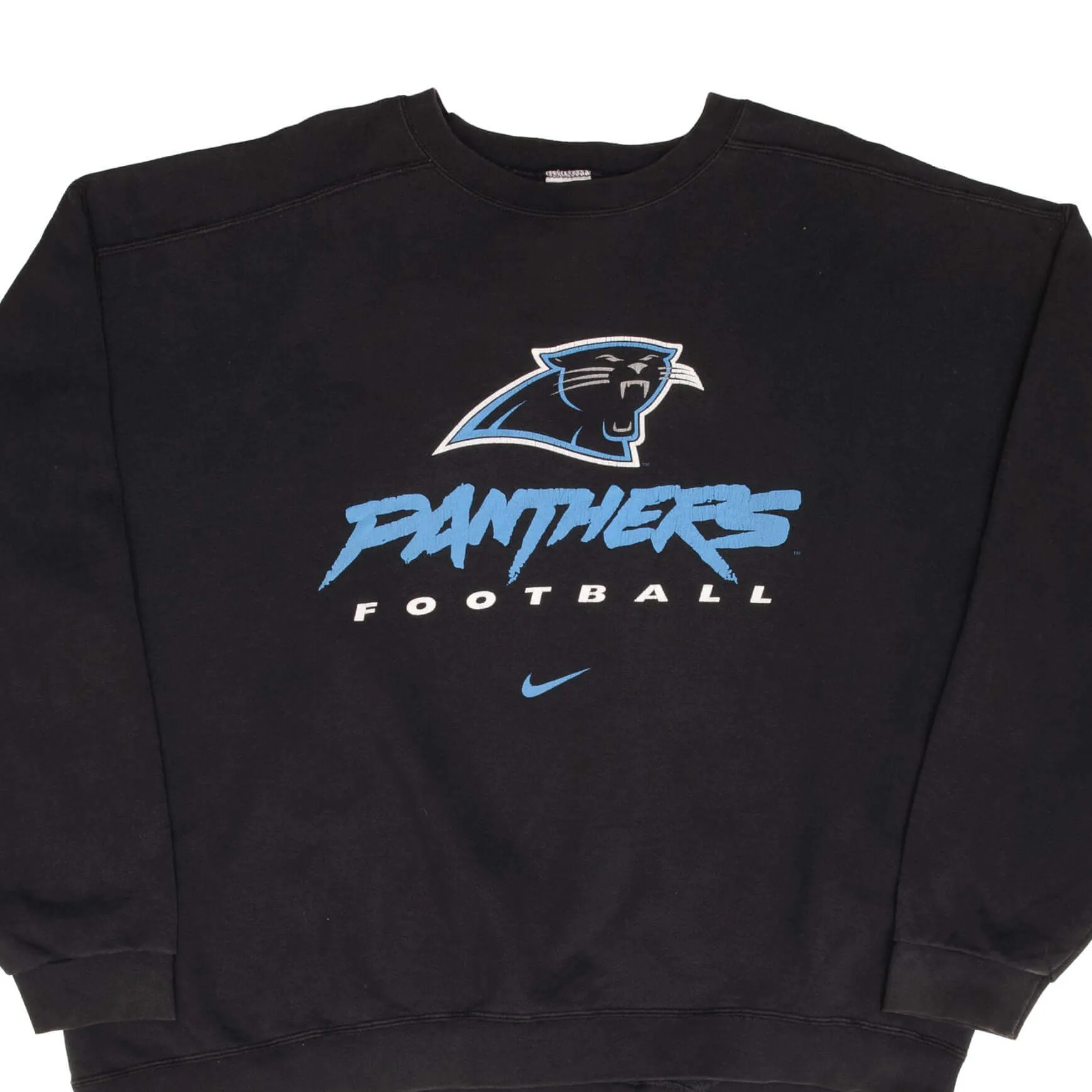 VINTAGE NIKE NFL CAROLINA PANTHERS CENTER SWOOSH SWEATSHIRT 1990S 2XL MADE USA