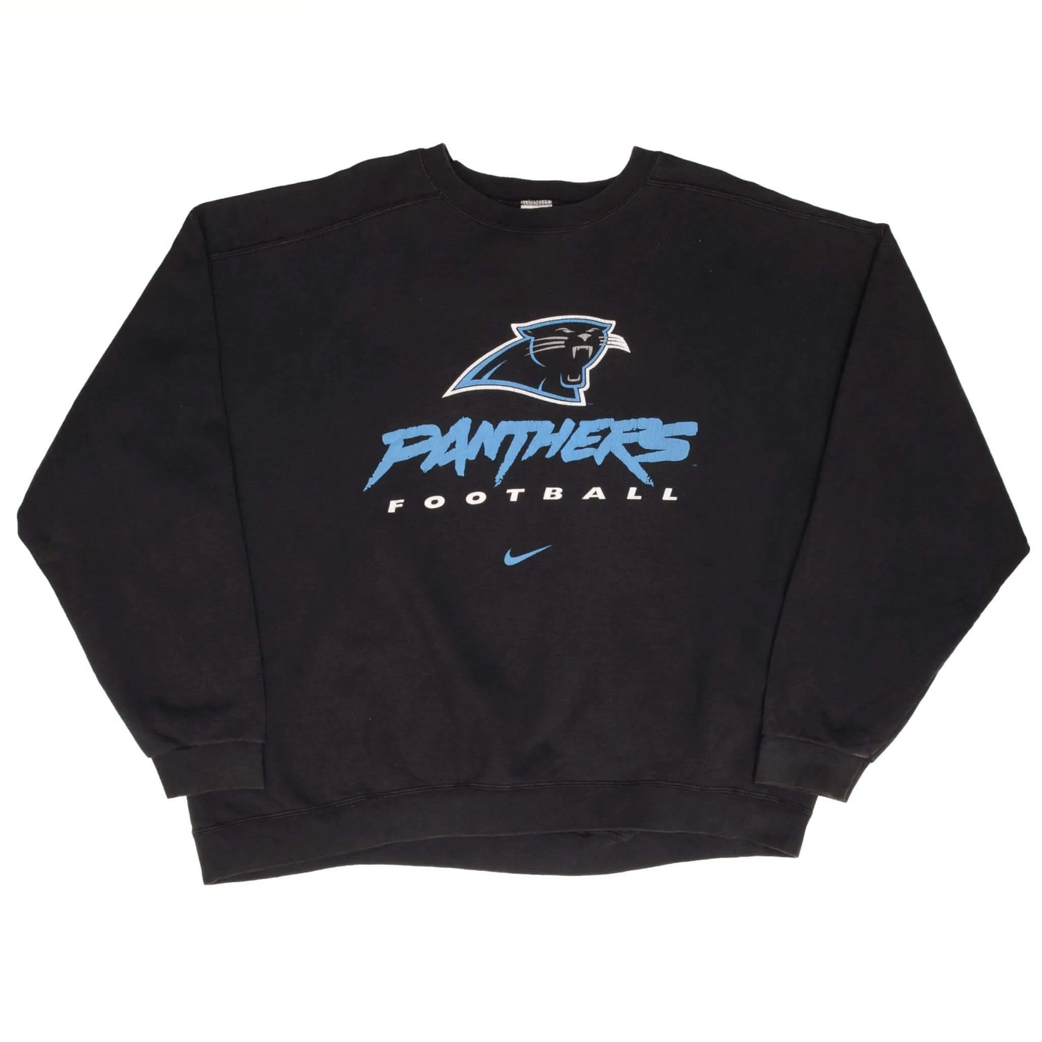 VINTAGE NIKE NFL CAROLINA PANTHERS CENTER SWOOSH SWEATSHIRT 1990S 2XL MADE USA