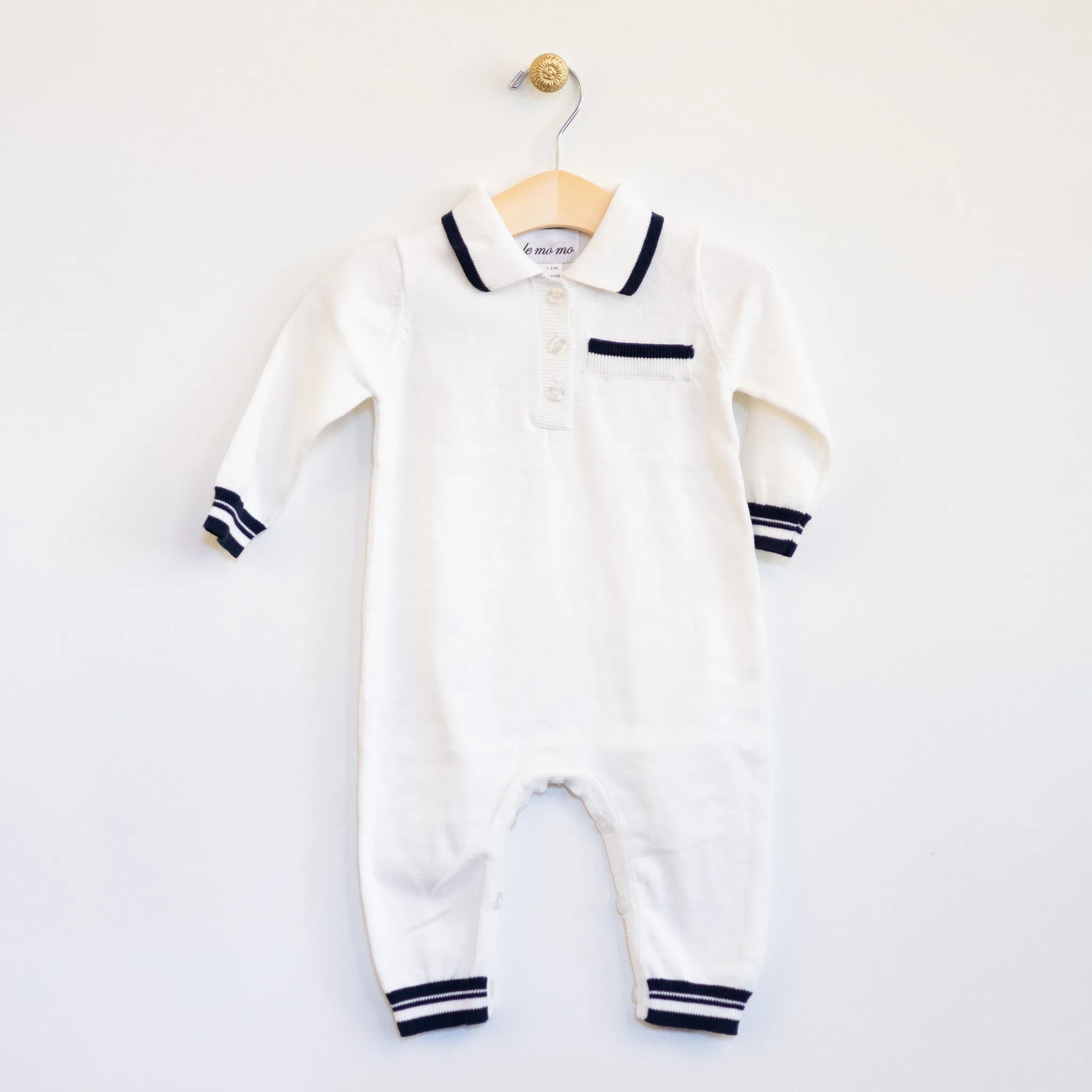 White Navy Trim Overall