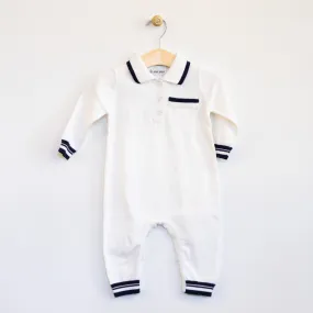 White Navy Trim Overall