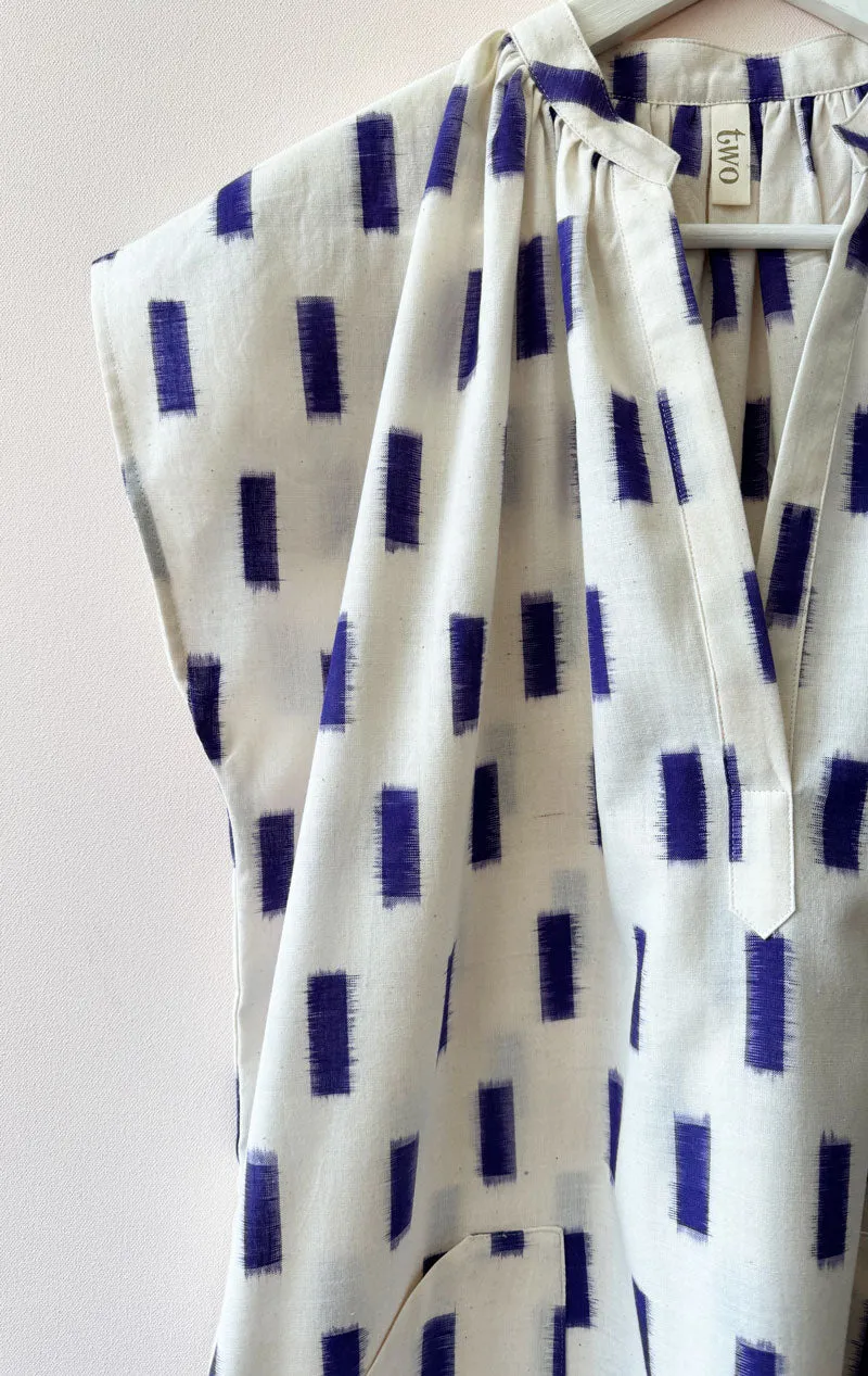 White/ Purple Ikat Tunic