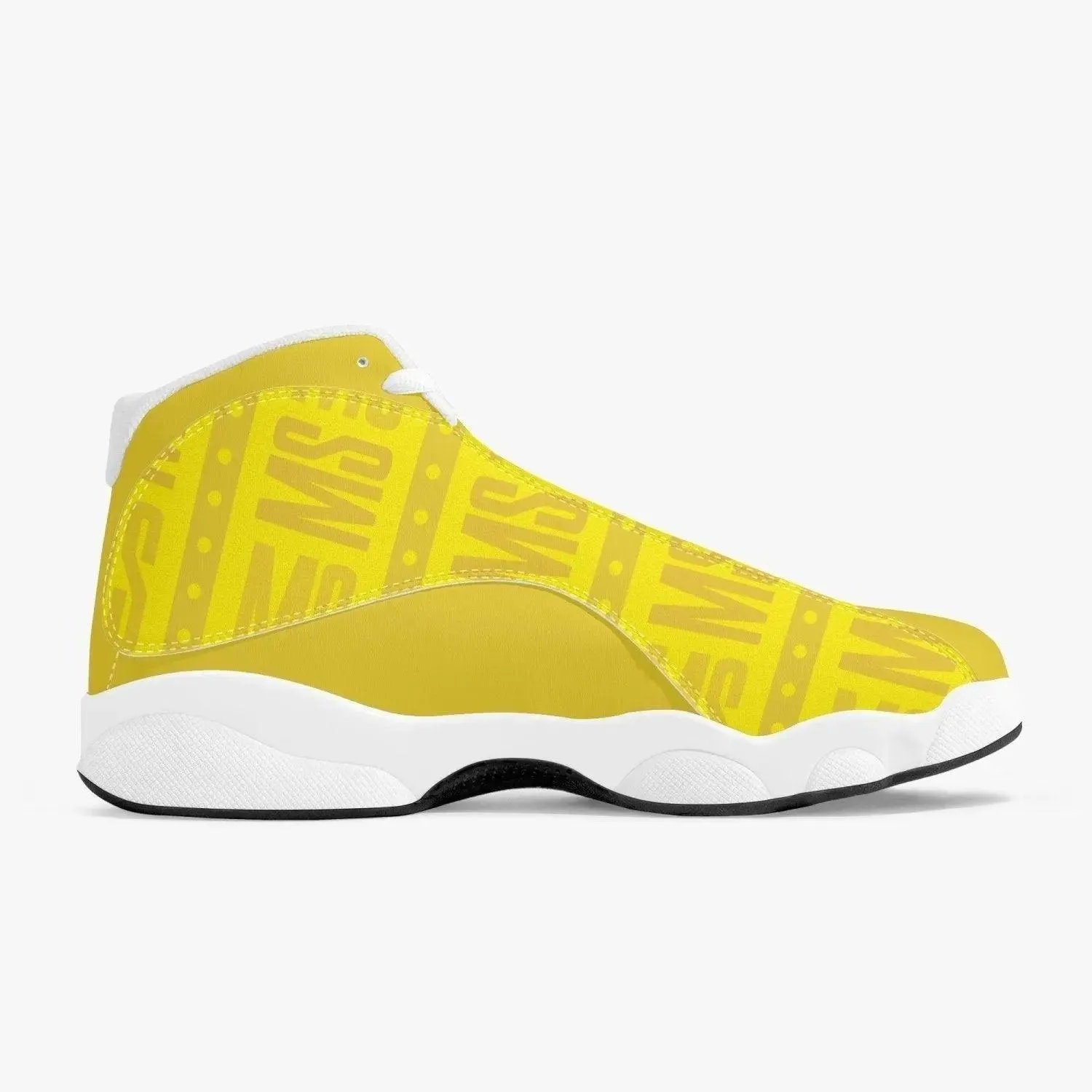 Women High-Top Leather Yellow Basketball Sneakers