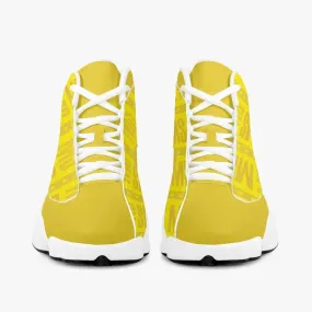 Women High-Top Leather Yellow Basketball Sneakers