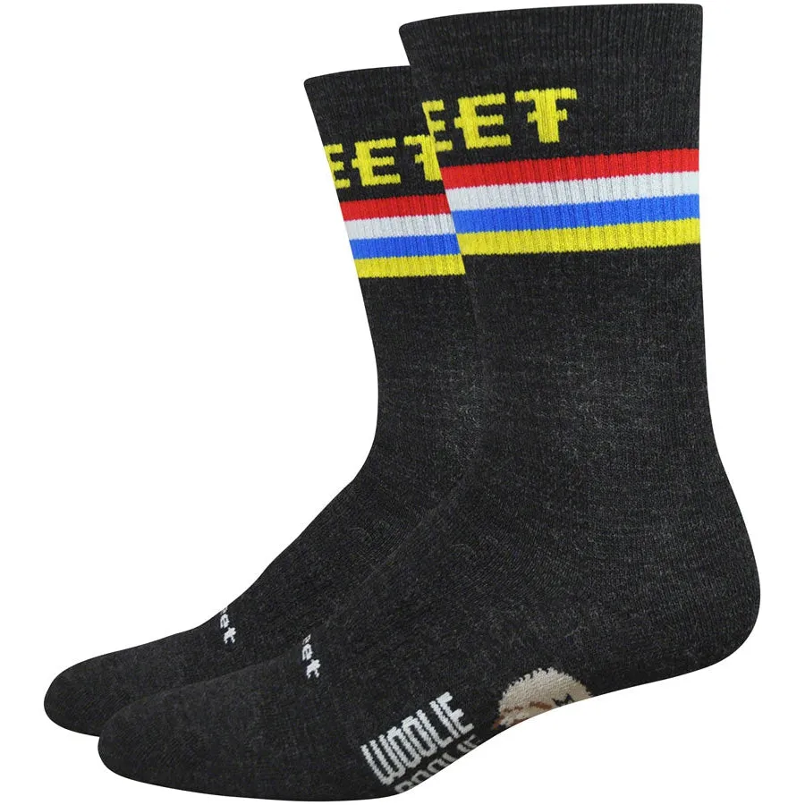 Woolie Boolie DeFeet Podium Bike Socks - Black/Yellow